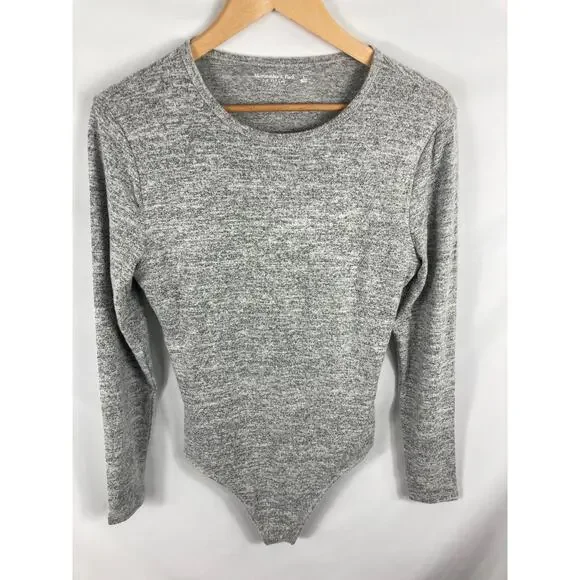 Abercrombie & Fitch Soft A&F Long Sleeve Grey Bodysuit Size Large - Picture 1 of 4